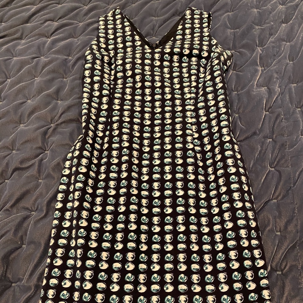 Navy patterned sheath dress